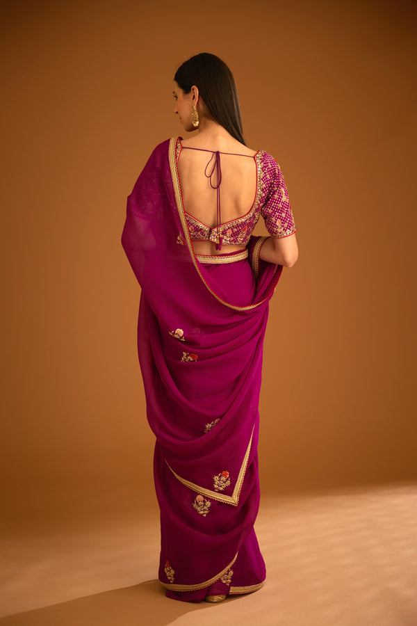 Raspberry Pink Saree Set.