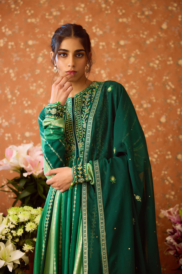 Alpine Green Anarkali Set.