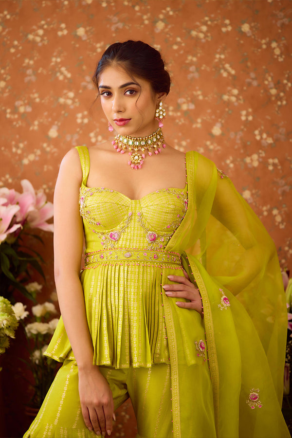 Sunny Lime Green Sharara Set.