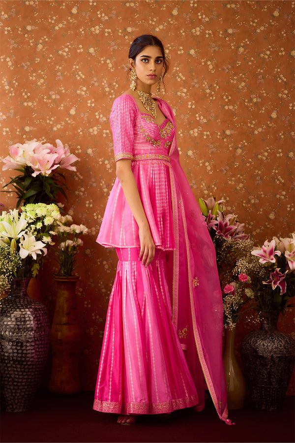 Rose Pink Sharara Set.