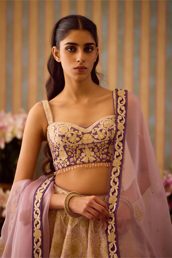 Lilac Mauve Lehenga Set.