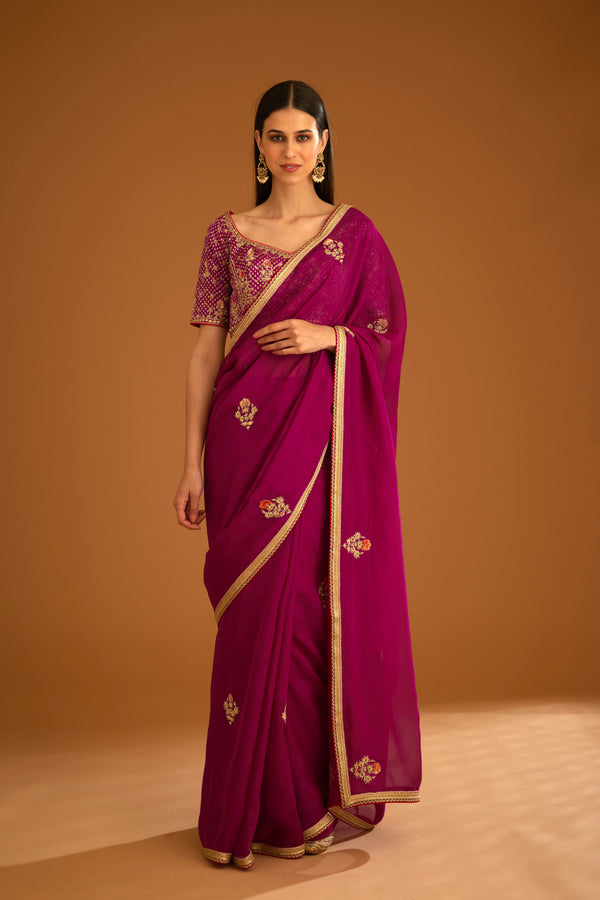 Raspberry Pink Saree Set.