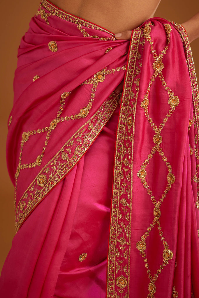 Fuchsia Pink Saree Set.