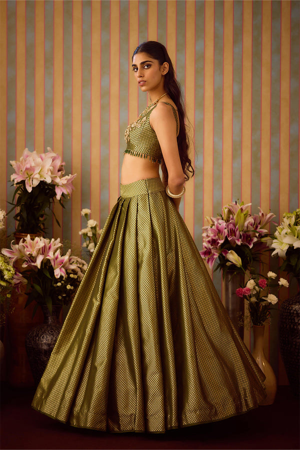 Garden Green Lehenga Set.