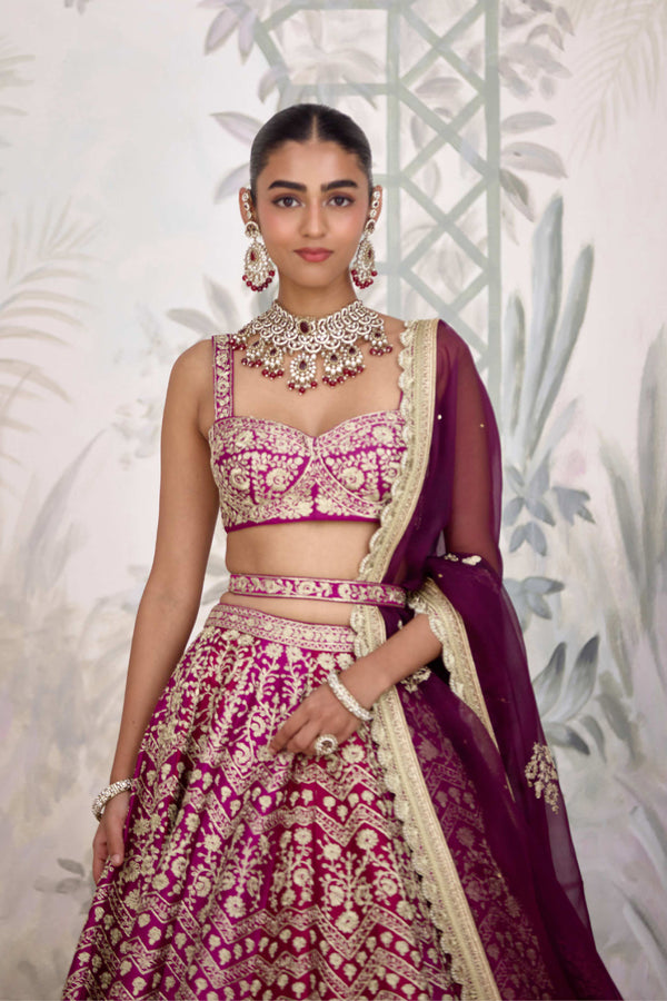 Wine Maroon Lehenga Set.