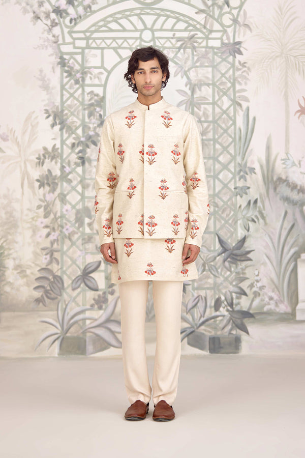 Ivory Kurta & Waistcoat Set.