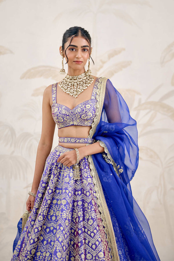 Purple Blue Lehenga Set.