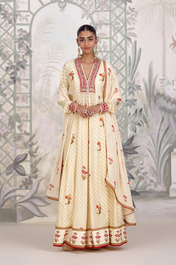 Ivory Anarkali Set.