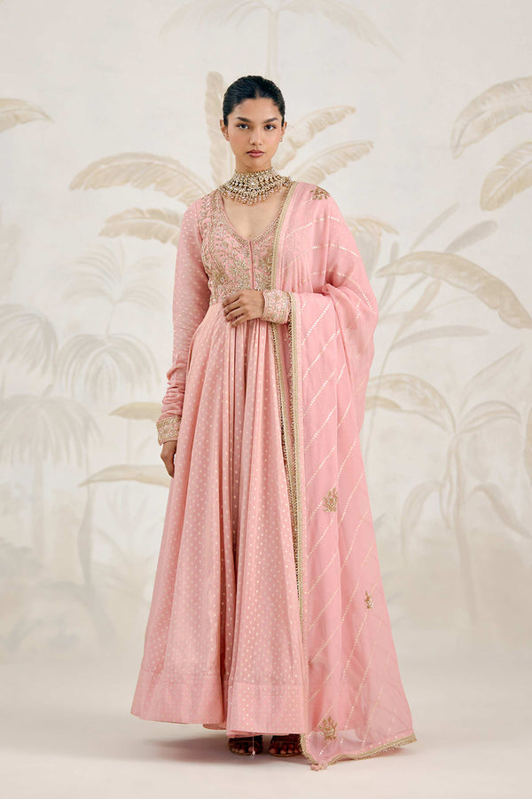 Old Rose Pink Anarkali Set.