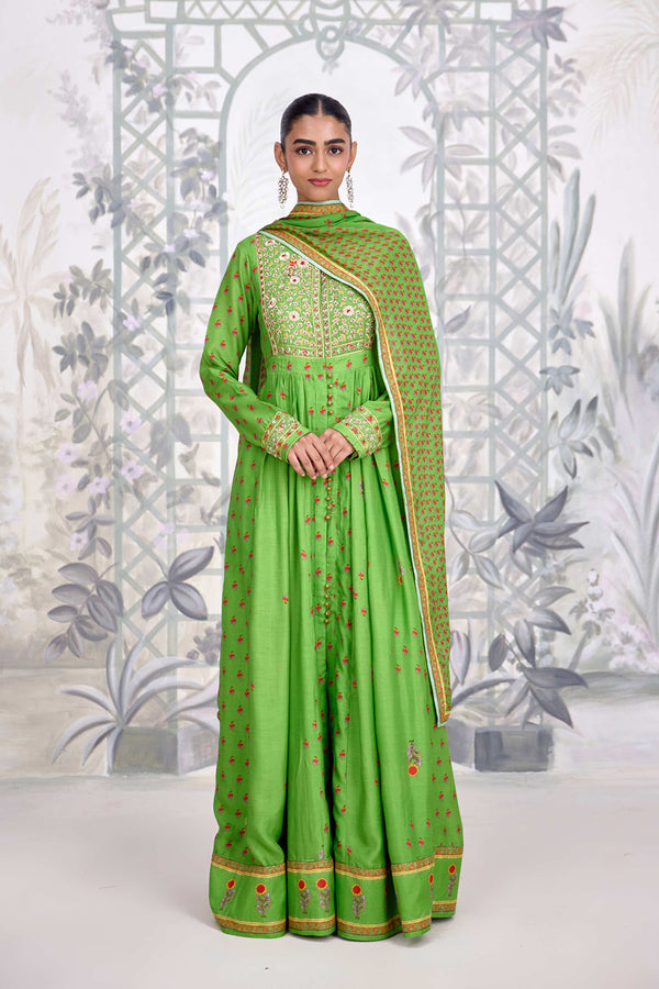 Green Anarkali Set.