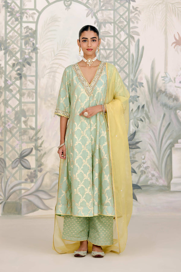 Smoke Green Kurta Set.