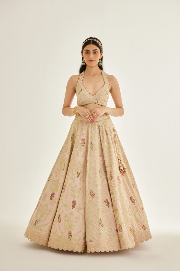 Shell Pink Lehenga Set.