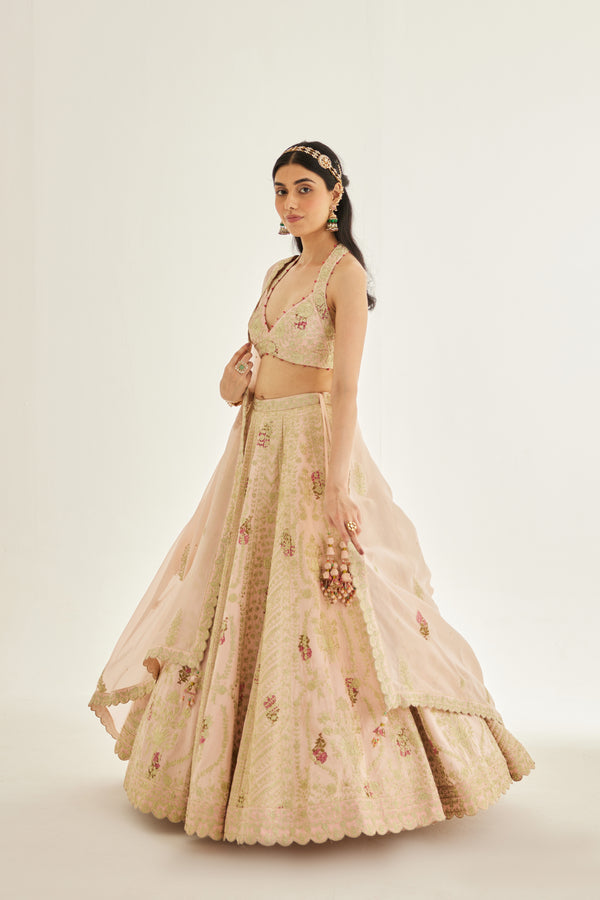 Shell Pink Lehenga Set.