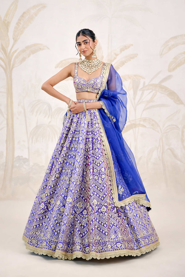 Purple Blue Lehenga Set.