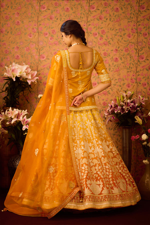 Yellow Choli Lehenga Set.