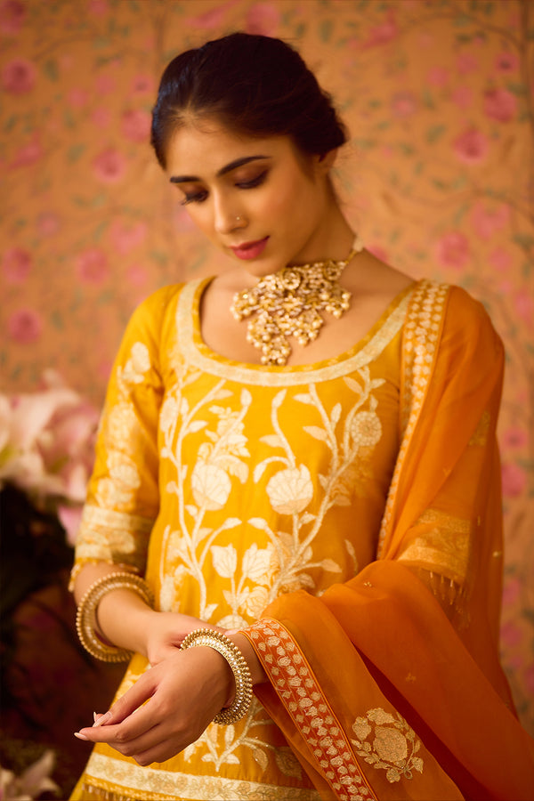 Yellow Choli Lehenga Set.