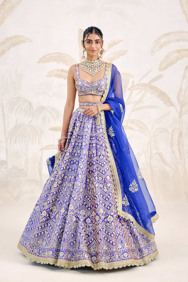 Purple Blue Lehenga Set.