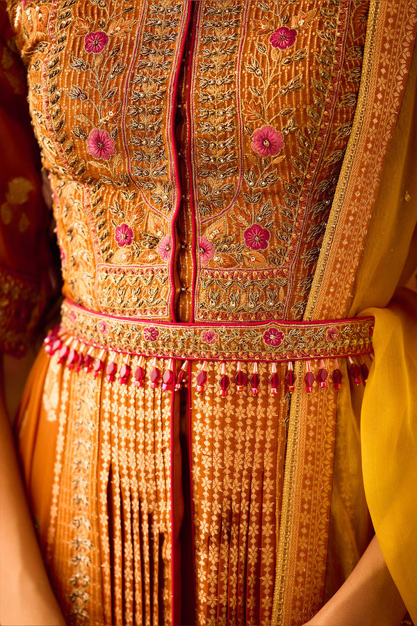 Amber Mustard Anarkali Set.