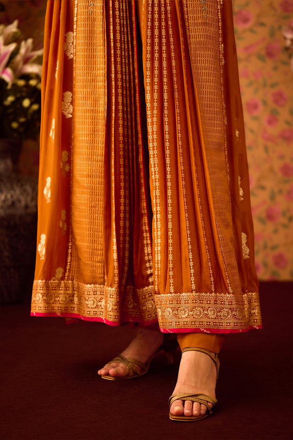 Amber Mustard Anarkali Set.