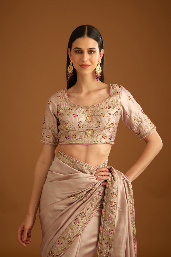 Whisper Pink Saree Set.