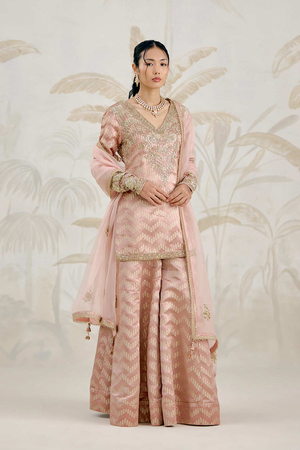 Old Rose Pink Sharara Set.