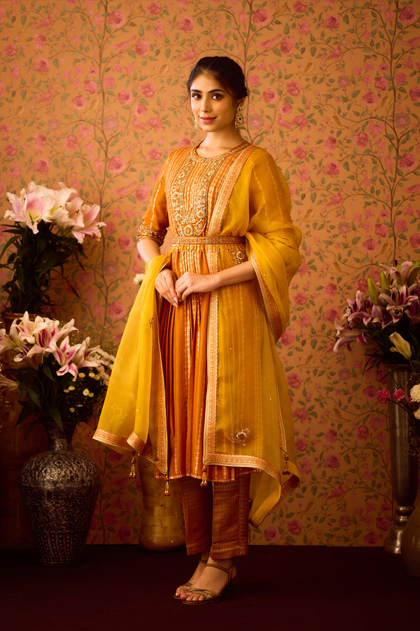 Gold Yellow Mustard Kurta Set.