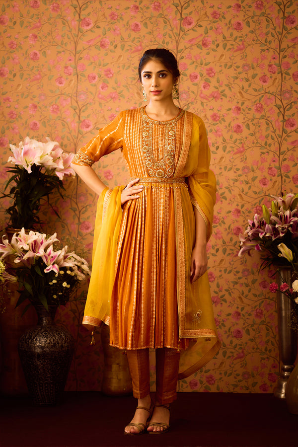 Gold Yellow Mustard Kurta Set.