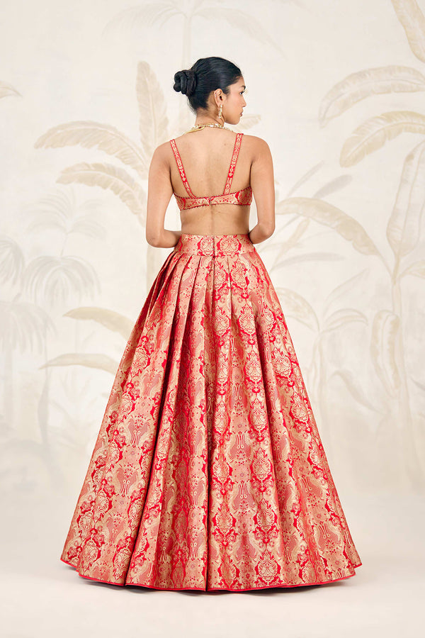 Ribbon Red Lehenga Set.