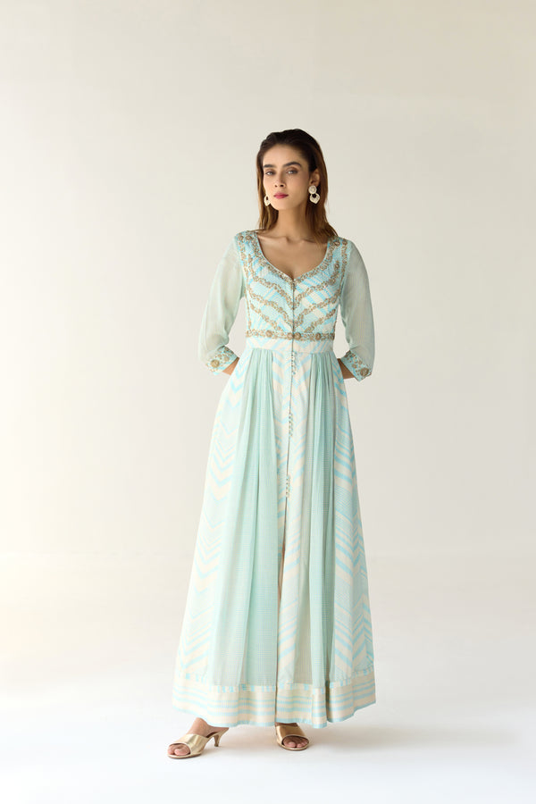 Whispering Blue Anarkali Set