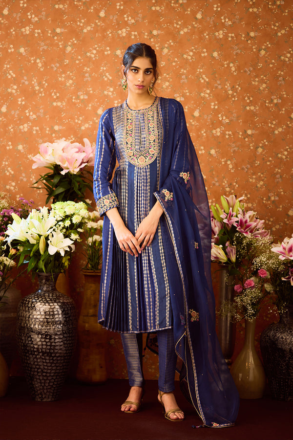 Spectrum Blue Kurta Set.