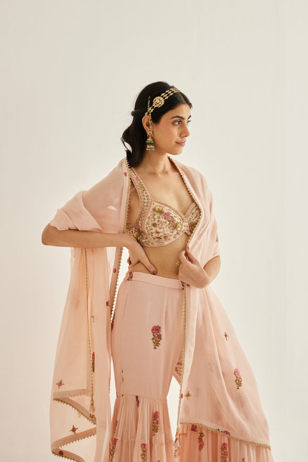 Shell Pink Sharara Set.