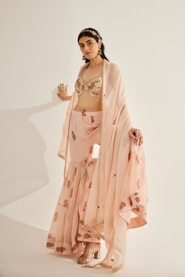 Shell Pink Sharara Set.