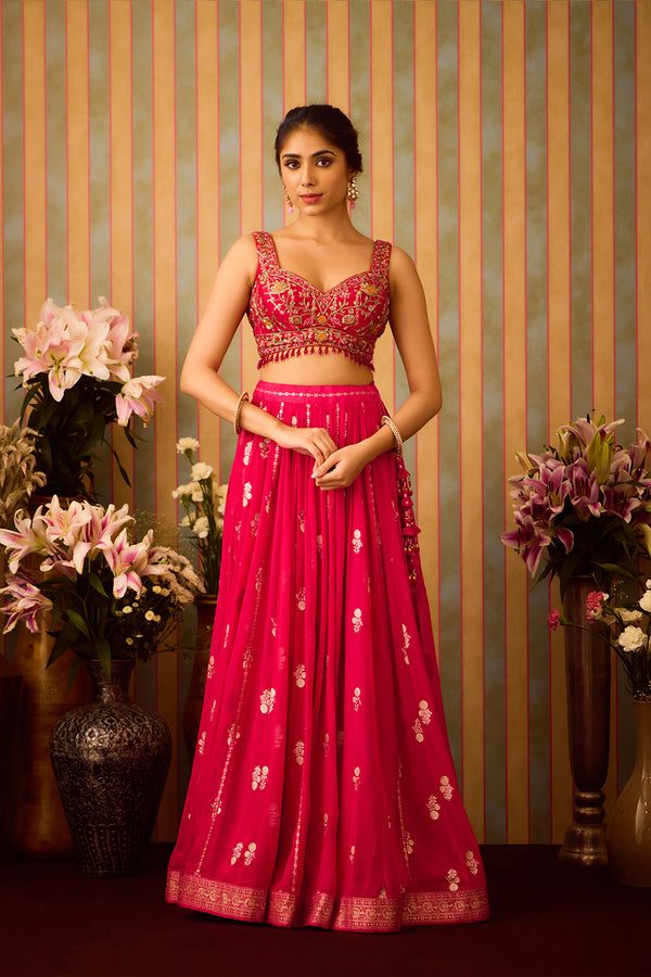 Scarlet Red Lehenga Set.