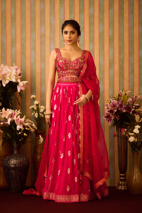 Scarlet Red Lehenga Set.