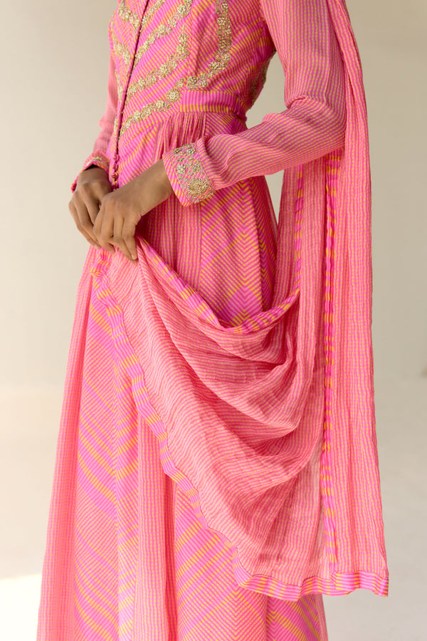 Germanium Pink Anarkali Set