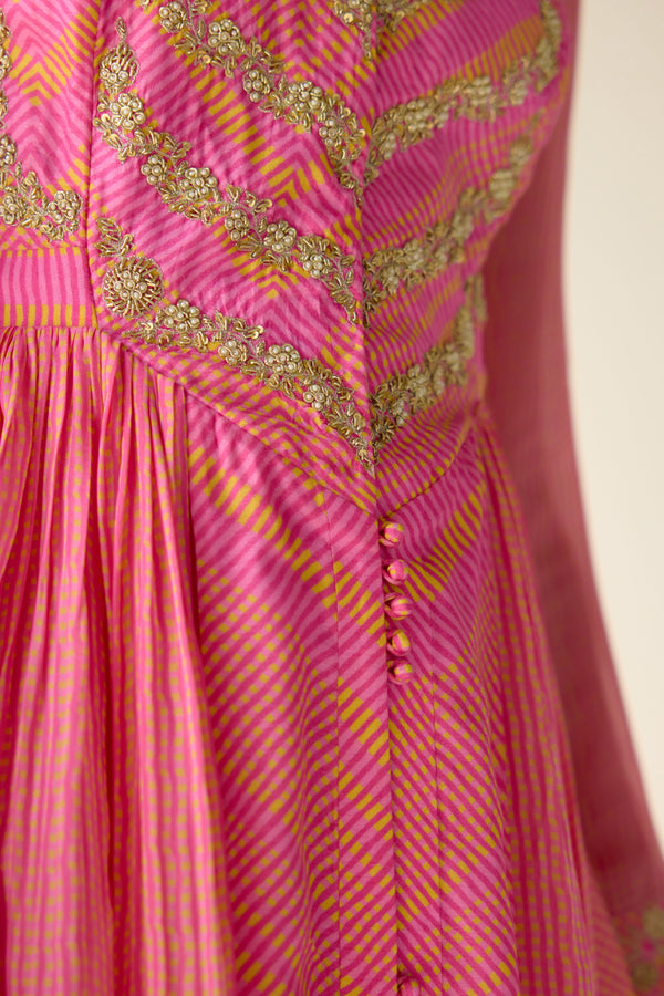 Germanium Pink Anarkali Set