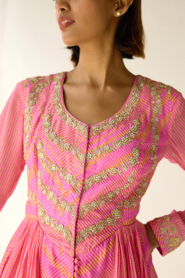 Germanium Pink Anarkali Set