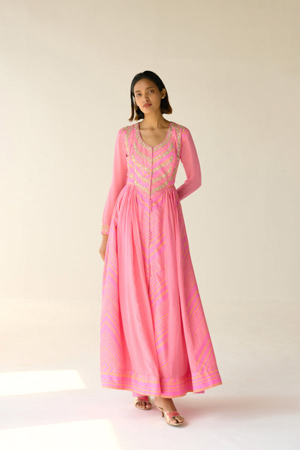 Germanium Pink Anarkali Set