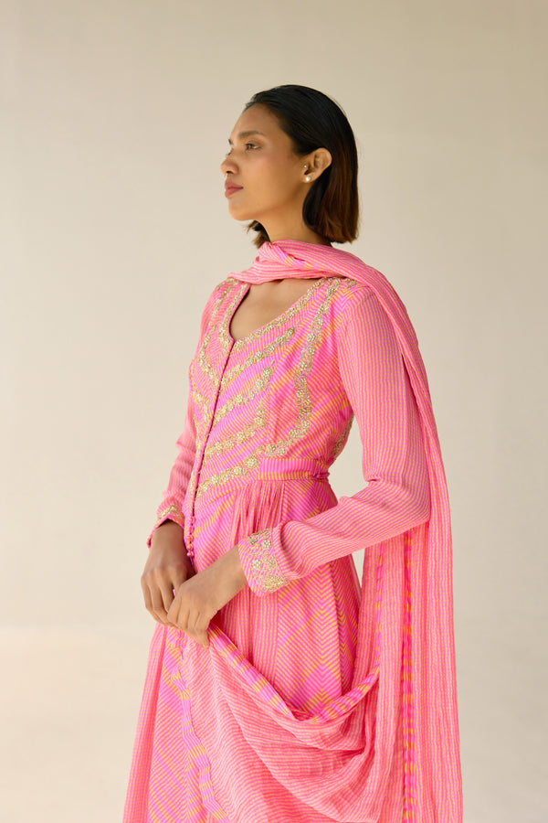 Germanium Pink Anarkali Set