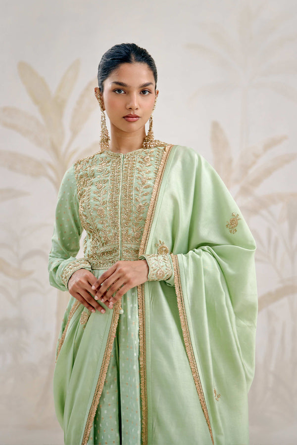 Sea Green Anarkali Set.