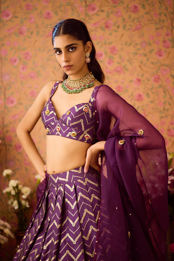 Purple Wine Lehenga Set.