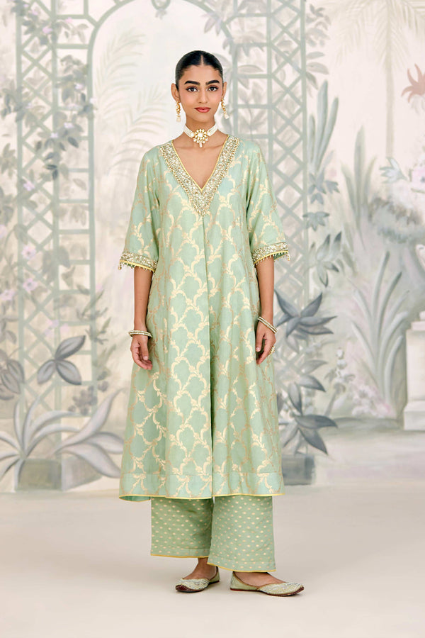 Smoke Green Kurta Set.