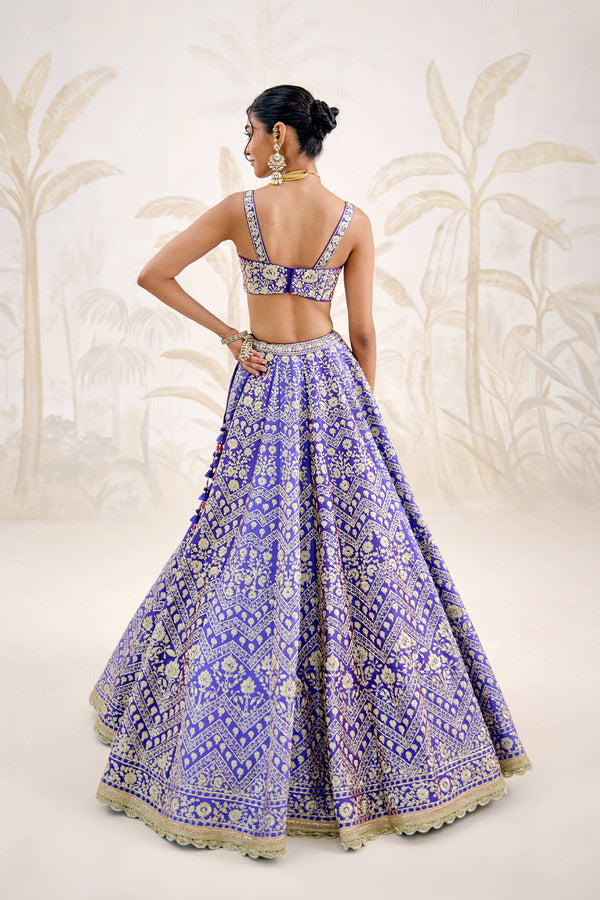 Purple Blue Lehenga Set.