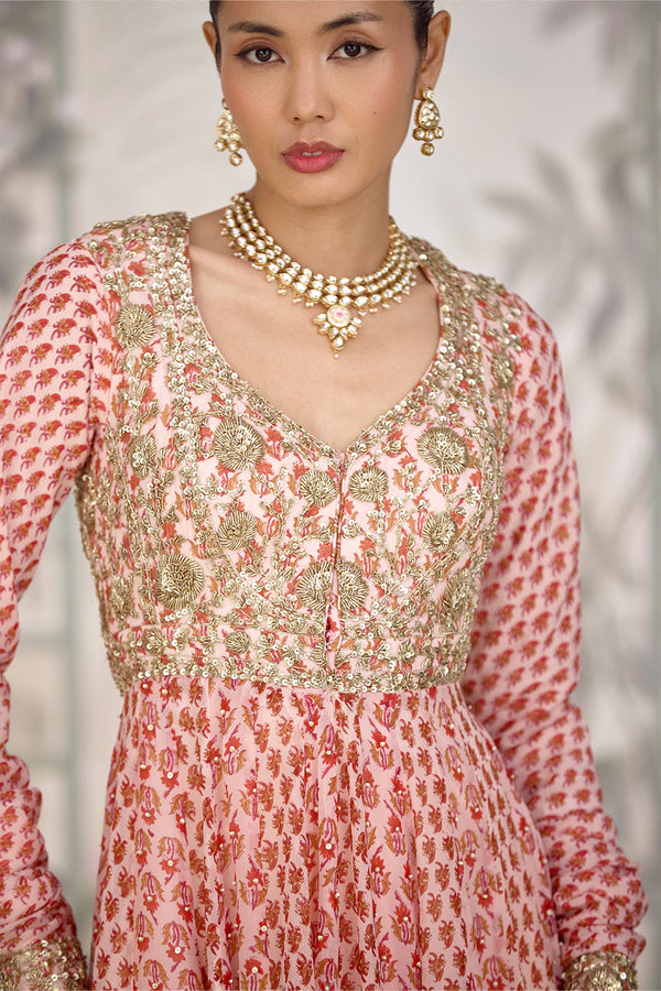 Rose Pink Anarkali Set.
