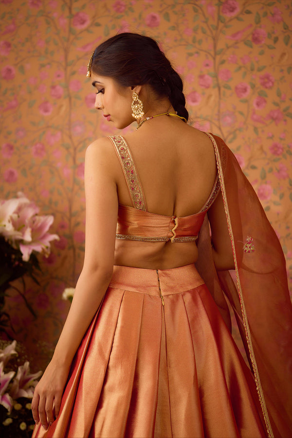 Gold Pink Lehenga Set.