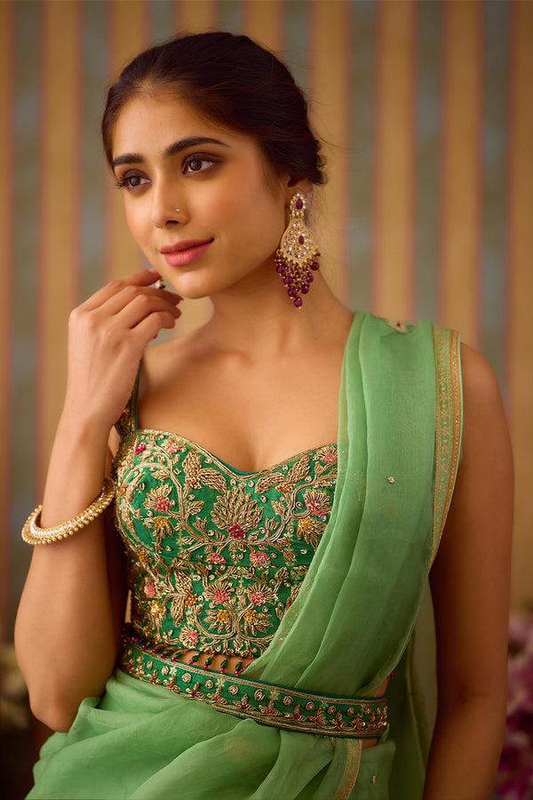 Arcadia Green Saree Set.