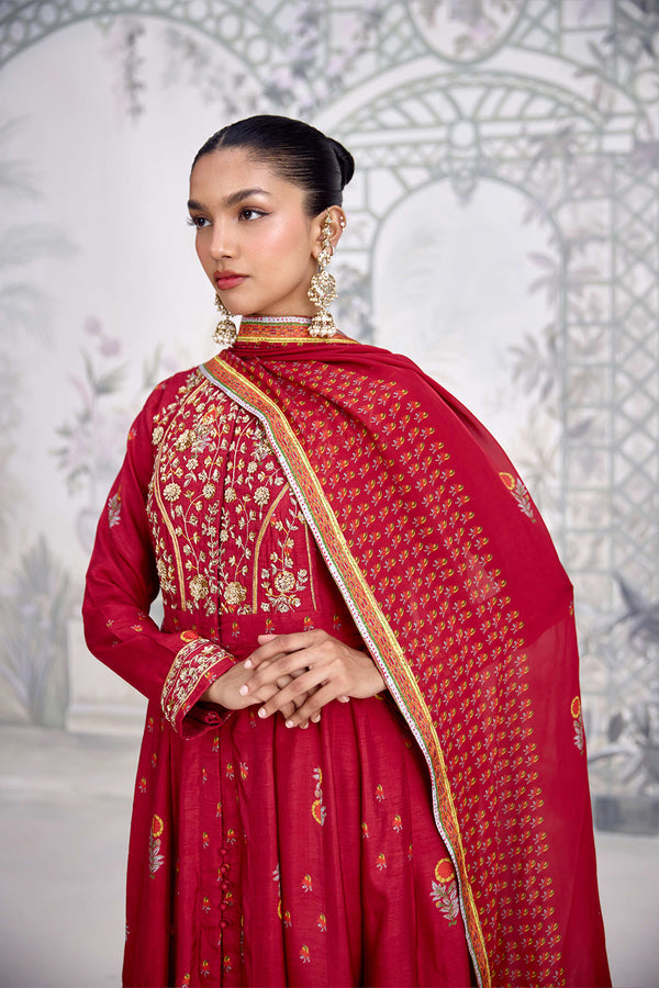 Maroon Anarkali Set.