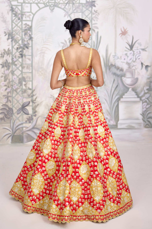 Red Orange Lehenga Set