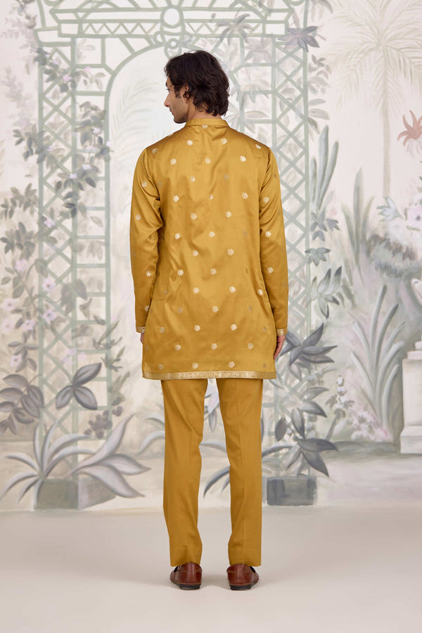 Mustard Kurta & Waistcoat Set.