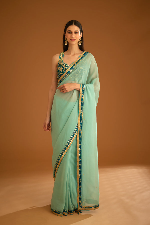 Opal Green Saree Set.